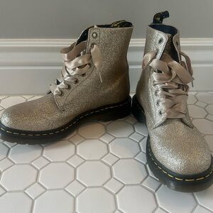 Gold glitter, Doc, Martin boots